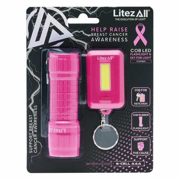 Promier Products Breast Cancer Awareness Combo Flashlight and Keychain Light LA-9BCA-6/24